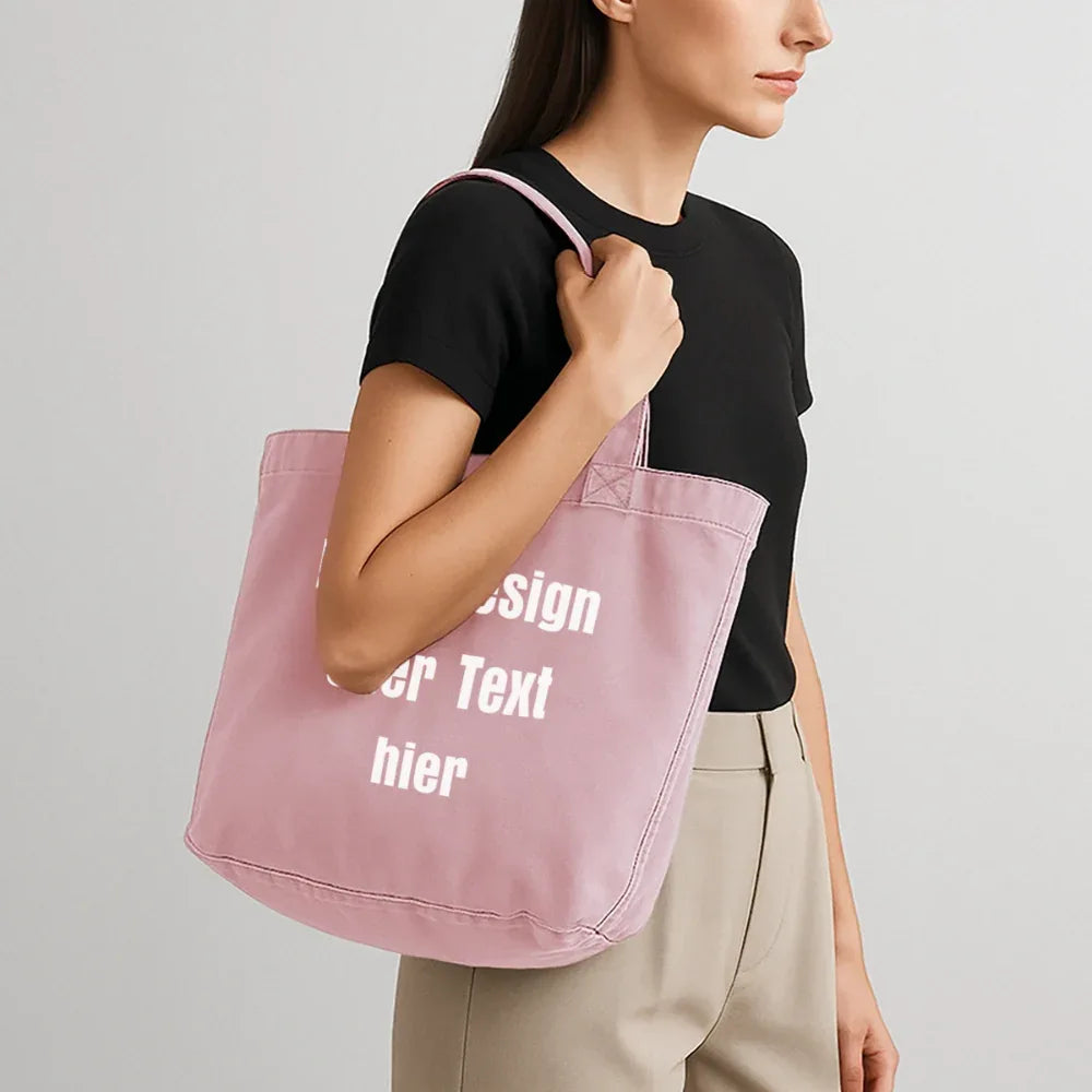 Vintage-Washed Shopper / Einkaufstasche im Vintage Stil - personalisierbar - Vintage Rosa