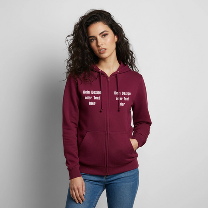 Unisex Kapuzenjacke - personalisierbare Vorder- und Rückseite - Bordeaux