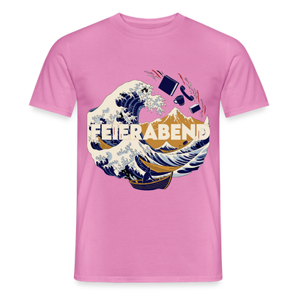 "Feierabend. Ukiyo-e-Motiv" Motiv-T-Shirt für Männer, Farbe Pink