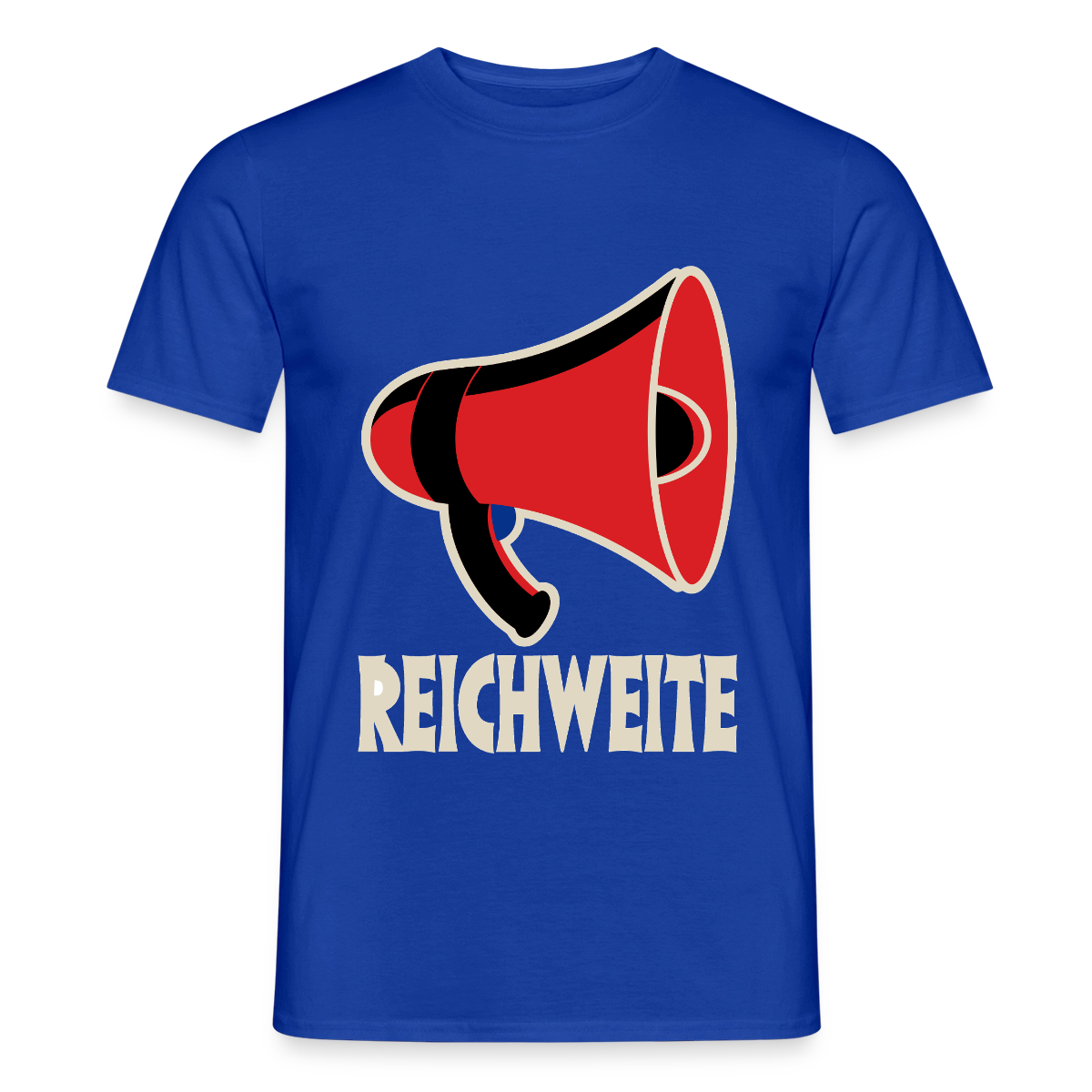 Reichweite. Sachplakat-Motiv Motiv-T-Shirt für Männer, Farbe Dunkelblau
