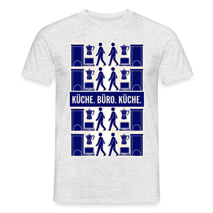 Küche. Büro. Küche. Motiv-T-Shirt für Männer, Farbe Grau meliert