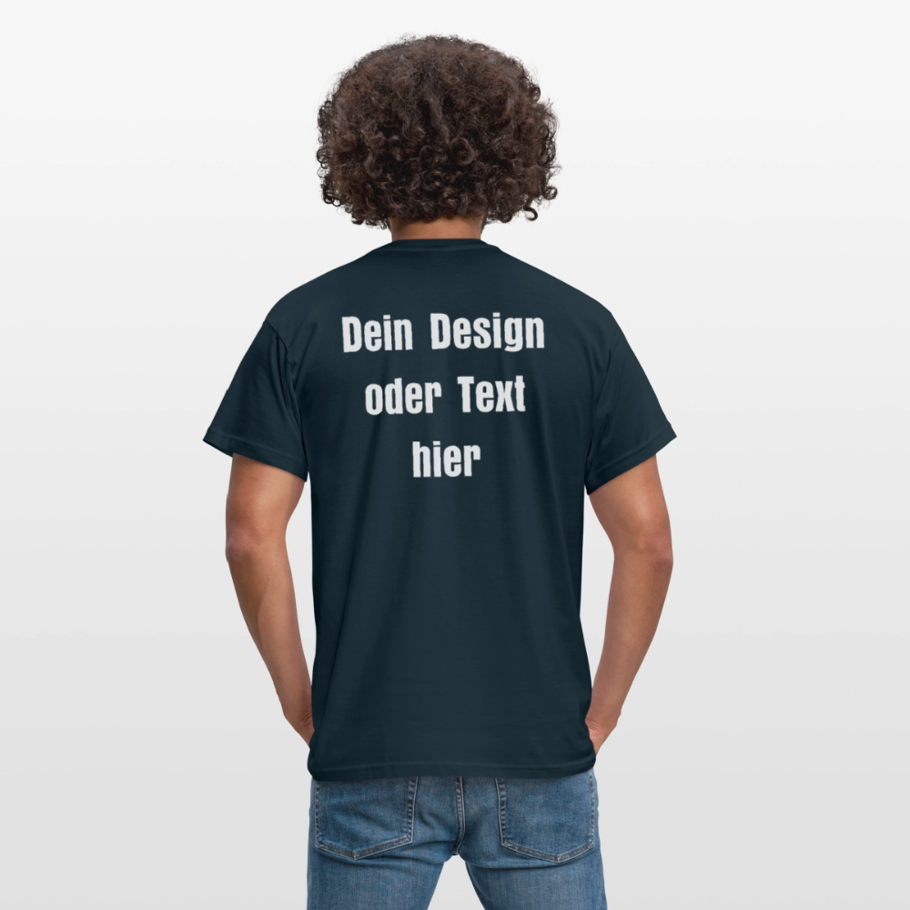 Männer T-Shirt - personalisierbare Vorder- und Rückseite - Navy