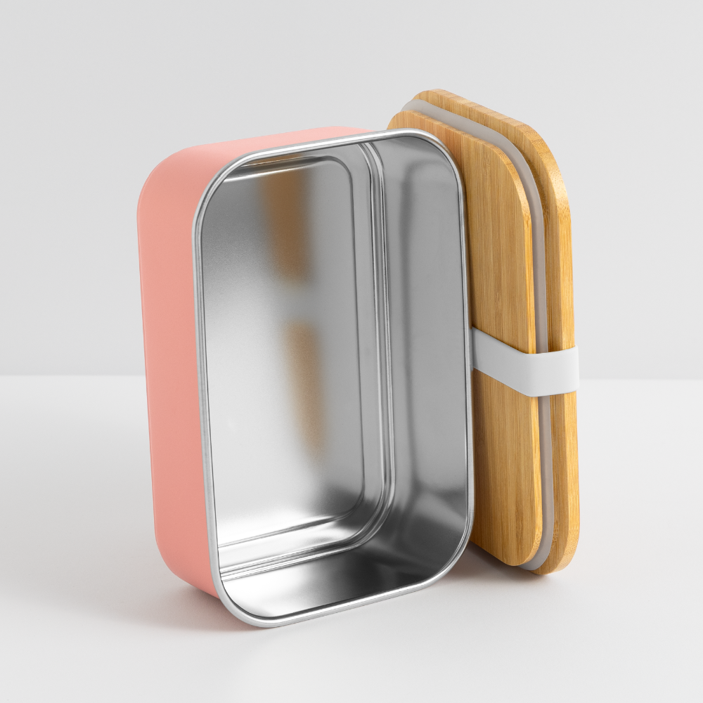Lunch Box mit Bambusdeckel - personalisierbar - Hellrosa