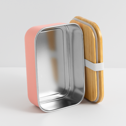 Lunch Box mit Bambusdeckel - personalisierbar - Hellrosa