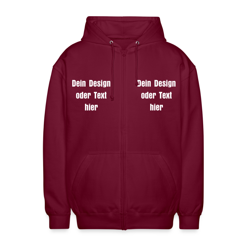 Unisex Kapuzenjacke - personalisierbare Vorder- und Rückseite - Bordeaux