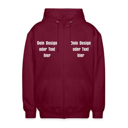 Unisex Kapuzenjacke - personalisierbare Vorder- und Rückseite - Bordeaux