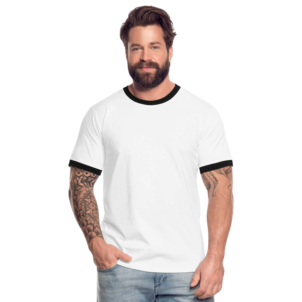 Männer Kontrast-T-Shirt - personalisierbare Vorder- und Rückseite - Weiß/Schwarz