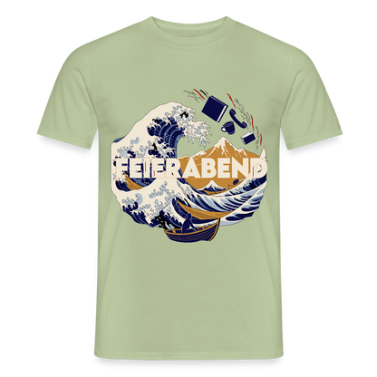 "Feierabend. Ukiyo-e-Motiv" Motiv-T-Shirt für Männer, Farbe Sage