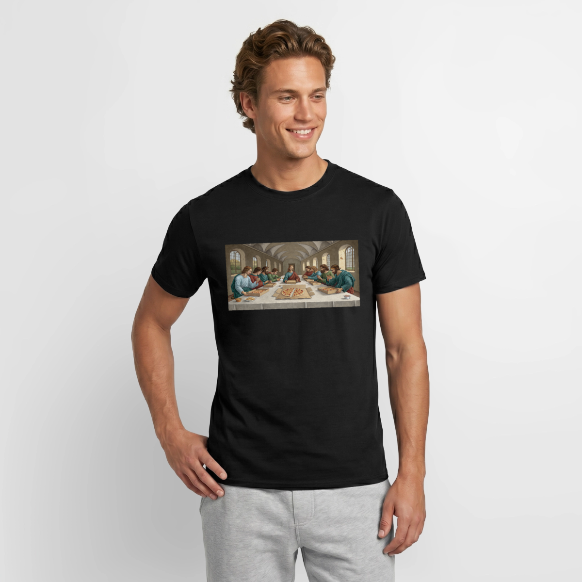 Das Teamevent. Renaissance-Motiv Motiv-T-Shirt für Männer, Farbe Schwarz, Model