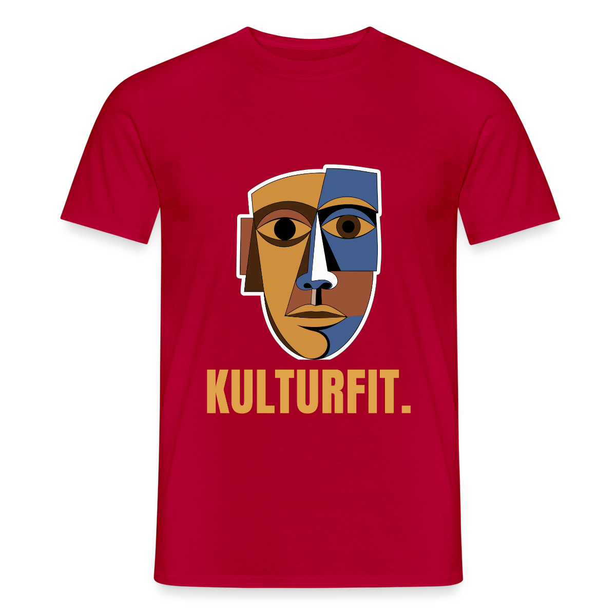 Kulturfit. Kubismus-Motiv Motiv-T-Shirt für Männer, Farbe Rot