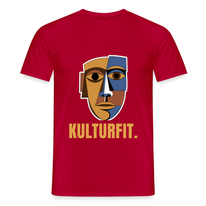 Kulturfit. Kubismus-Motiv Motiv-T-Shirt für Männer, Farbe Rot
