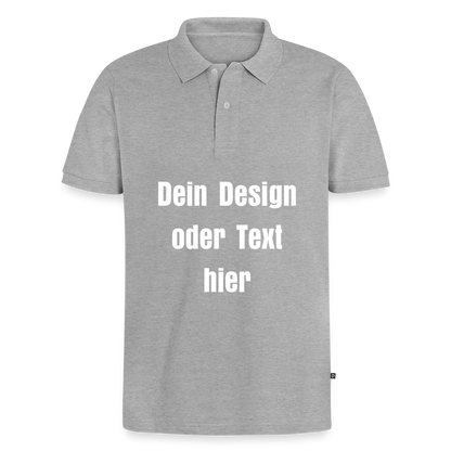 Männer Premium Bio Polo Shirt - personalisierbar - Grau meliert