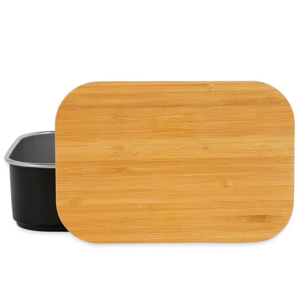 Lunch Box mit Bambusdeckel - personalisierbar - Schwarz