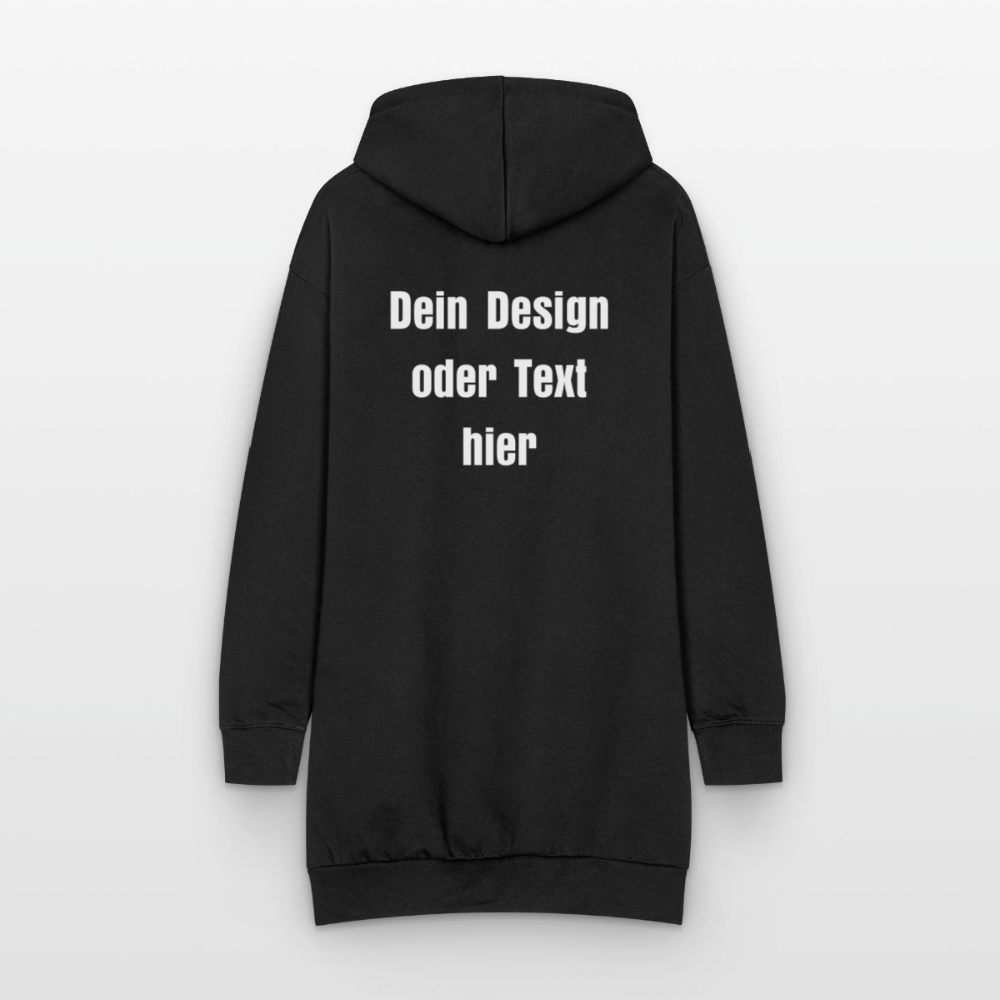 Hoodie-Kleid / Kapuzenpullover in Kleidlänge - personalisierbare Vorder- und Rückseite - Schwarz