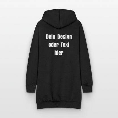 Hoodie-Kleid / Kapuzenpullover in Kleidlänge - personalisierbare Vorder- und Rückseite - Schwarz
