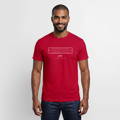 "LPT1, D-Sub 25-polig" Motiv-T-Shirt für Männer, Farbe Rot