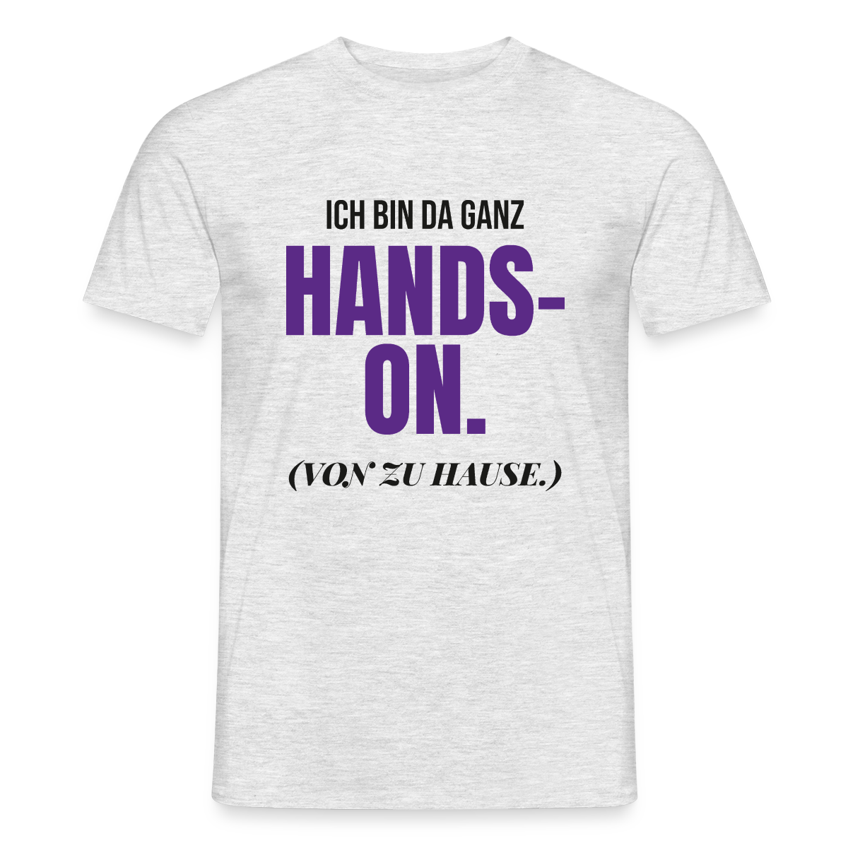Hands-on von zu Hause Motiv-T-Shirt für Männer, Farbe Grau meliert, Model