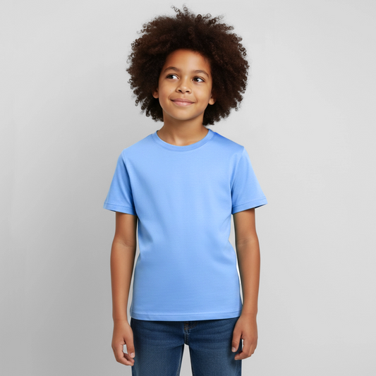 Kinder T-Shirt - personalisierbare Vorder- und Rückseite - Himmelblau