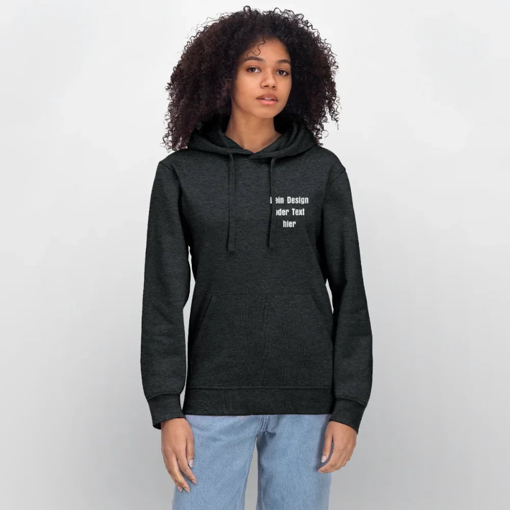Stanley/Stella Unisex Bio-Hoodie DRUMMER - personalisierbare Vorder- und Rückseite - Dunkelgrau meliert
