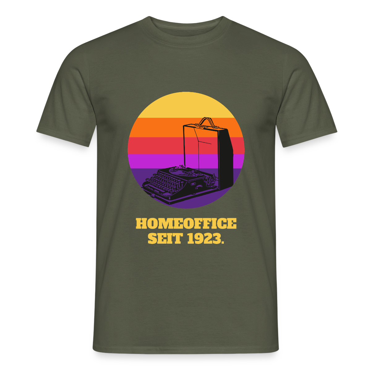 Homeoffice seit 1923 Motiv-T-Shirt für Männer, Farbe Militärgrün