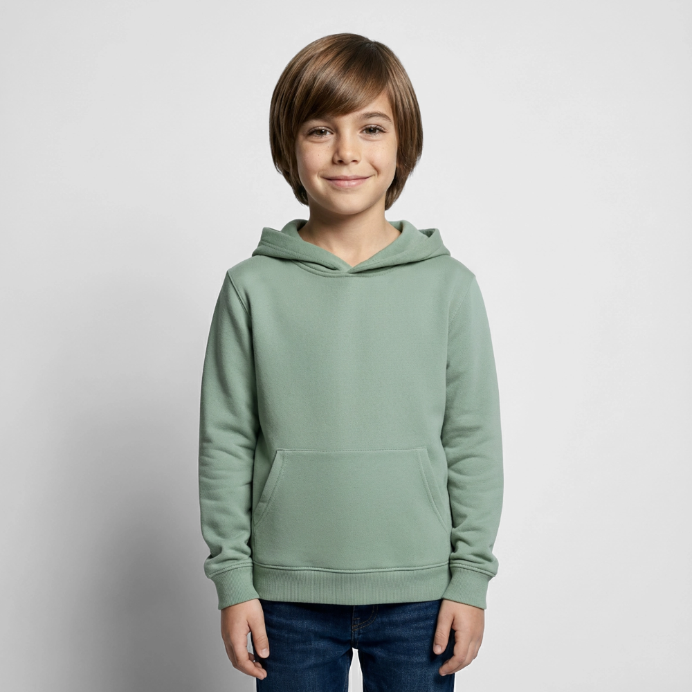 Kinder Hoodie - personalisierbare Vorder- und Rückseite - Graugrün