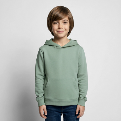 Kinder Hoodie - personalisierbare Vorder- und Rückseite - Graugrün