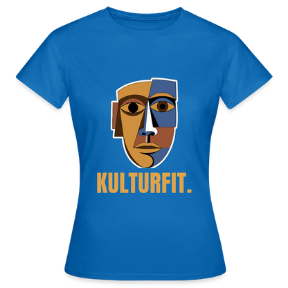 Kulturfit. Kubismus-Motiv Motiv-T-Shirt für Frauen, Farbe Royalblau