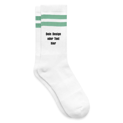 Tennissocken gestreift - personalisierbar - Weiß/Mint