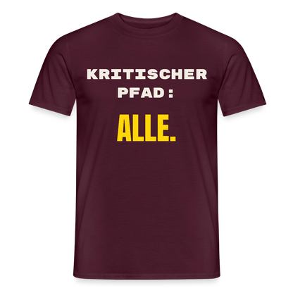 Kritischer Pfad: alle. Motiv-T-Shirt für Männer, Farbe Ziegelrot
