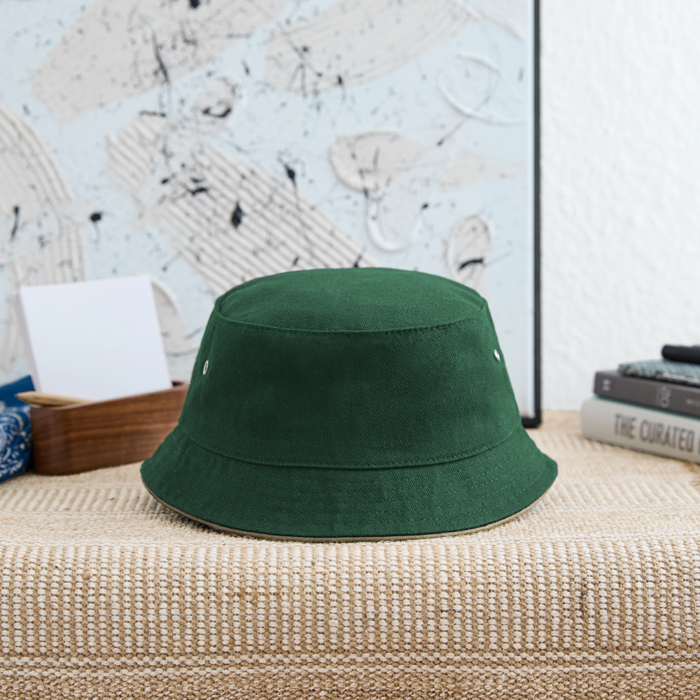 Kinder Bucket Hat - personalisierbar - Dunkelgrün/Beige
