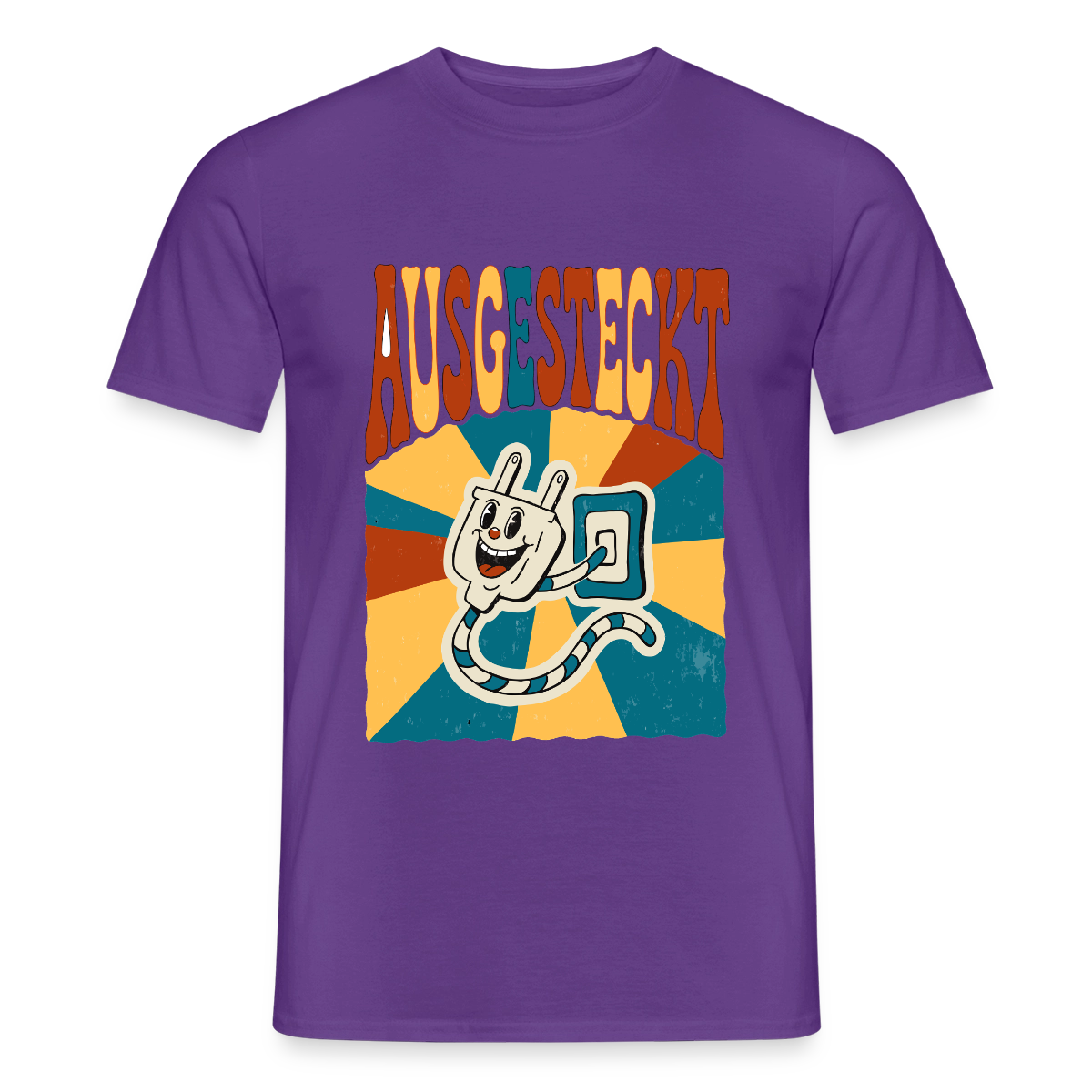 "Ausgesteckt. Midcentury-Motiv" Motiv-T-Shirt für Männer, Farbe Lila