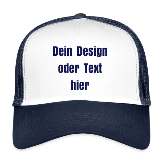 Trucker Cap - personalisierbar - Weiß/Navy