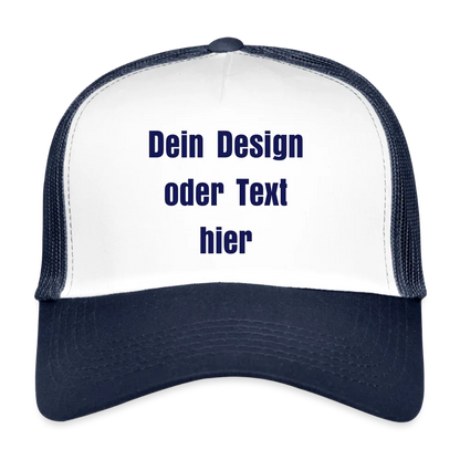 Trucker Cap - personalisierbar - Weiß/Navy
