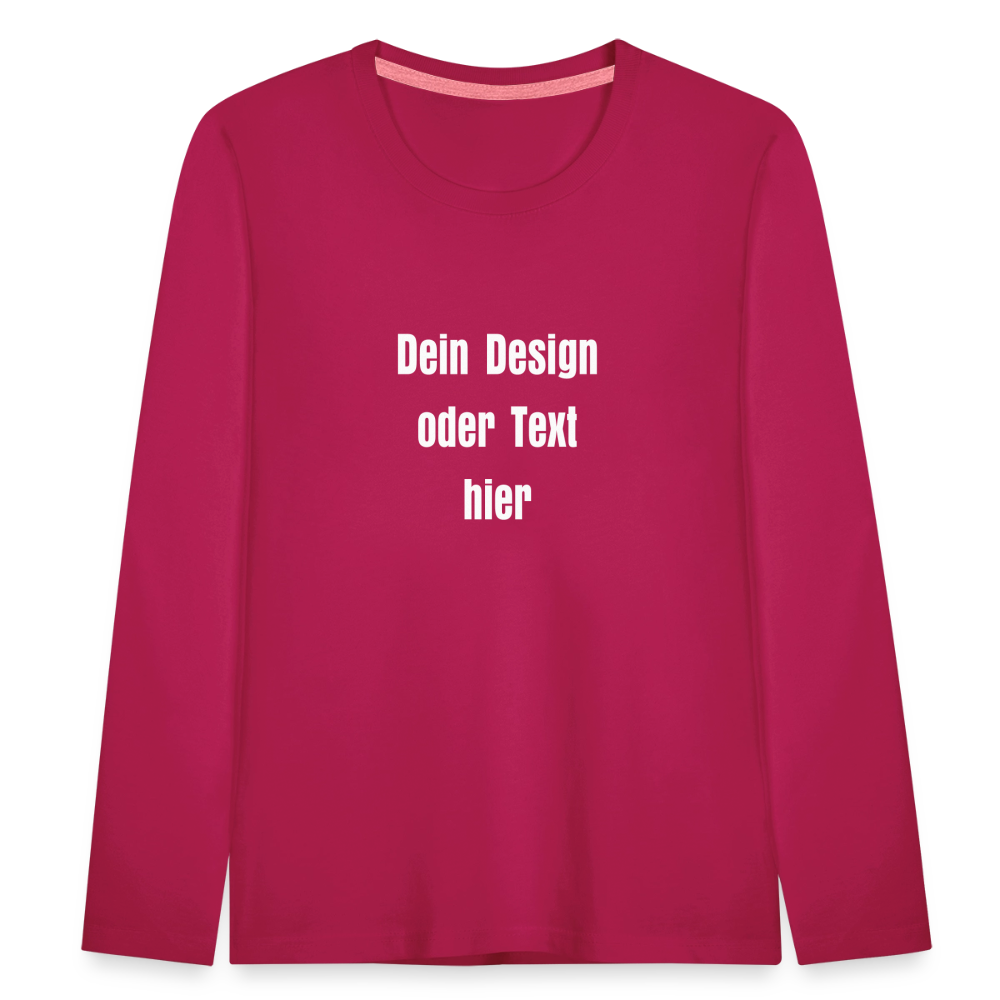 Kinder Premium Langarmshirt - personalisierbare Vorder- und Rückseite - dunkles Pink
