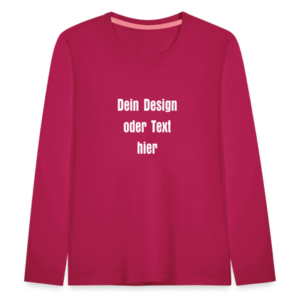 Kinder Premium Langarmshirt - personalisierbare Vorder- und Rückseite - dunkles Pink