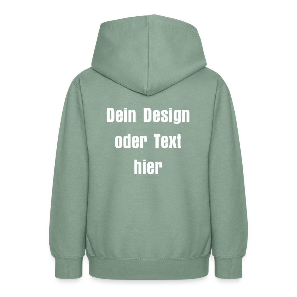Teenager Hoodie - personalisierbare Vorder- und Rückseite - Graugrün