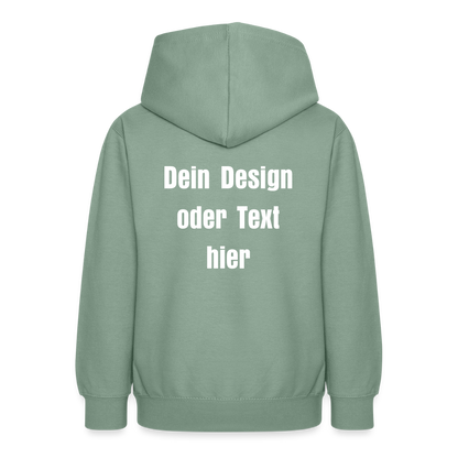 Teenager Hoodie - personalisierbare Vorder- und Rückseite - Graugrün