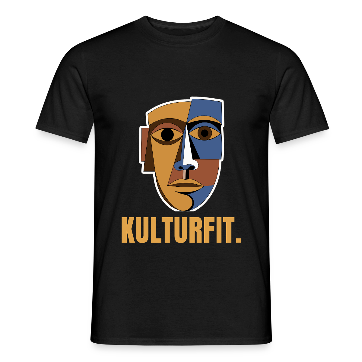 Kulturfit. Kubismus-Motiv Motiv-T-Shirt für Männer, Farbe Schwarz