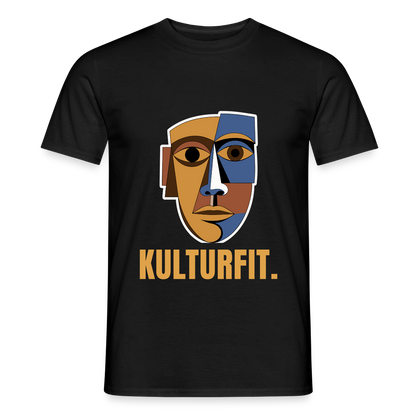 Kulturfit. Kubismus-Motiv Motiv-T-Shirt für Männer, Farbe Schwarz