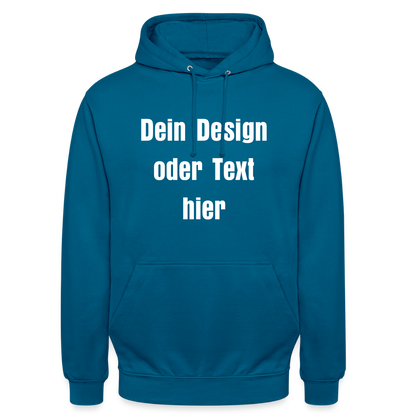 Unisex Hoodie - personalisierbare Vorder- und Rückseite - Tiefseeblau 