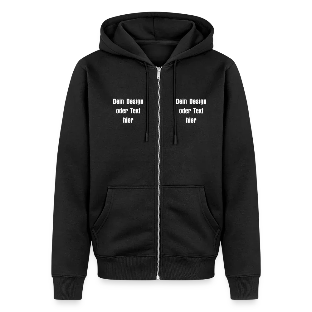 Männer Premium Kapuzenjacke - personalisierbare Vorder- und Rückseite - Schwarz
