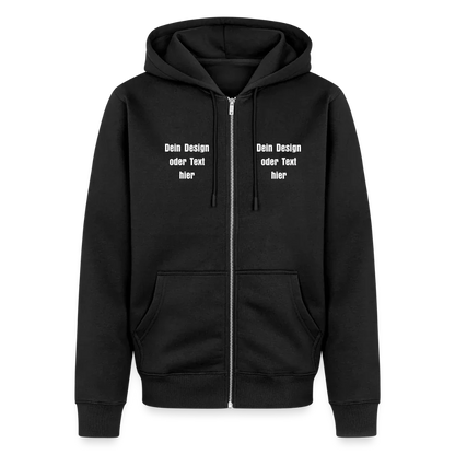 Männer Premium Kapuzenjacke - personalisierbare Vorder- und Rückseite - Schwarz