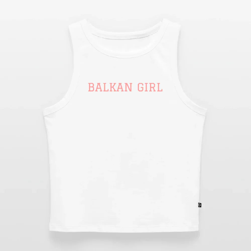 "Balkan Girl" - Frauen Cropped Tank Top - Weiß