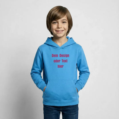 Kinder Hoodie - personalisierbare Vorder- und Rückseite - Meeresblau