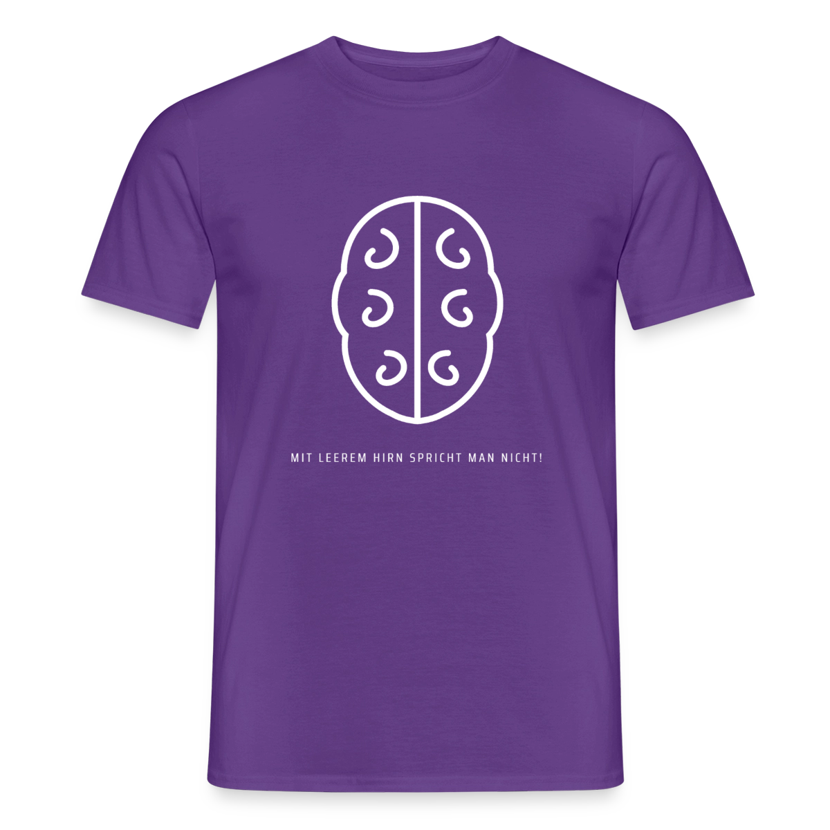 Mit leerem Hirn spricht man nicht. Umriss-Motiv Motiv-T-Shirt für Männer, Farbe Lila
