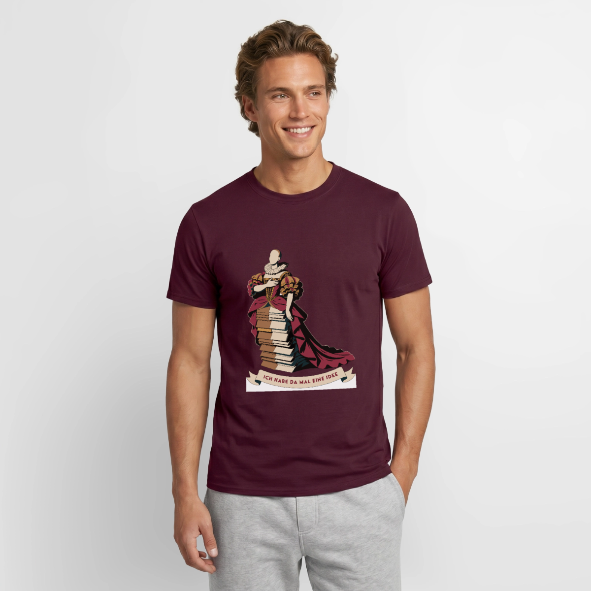 "Ich habe da mal eine Idee. Barock-Motiv" Motiv-T-Shirt für Männer, Farbe Ziegelrot