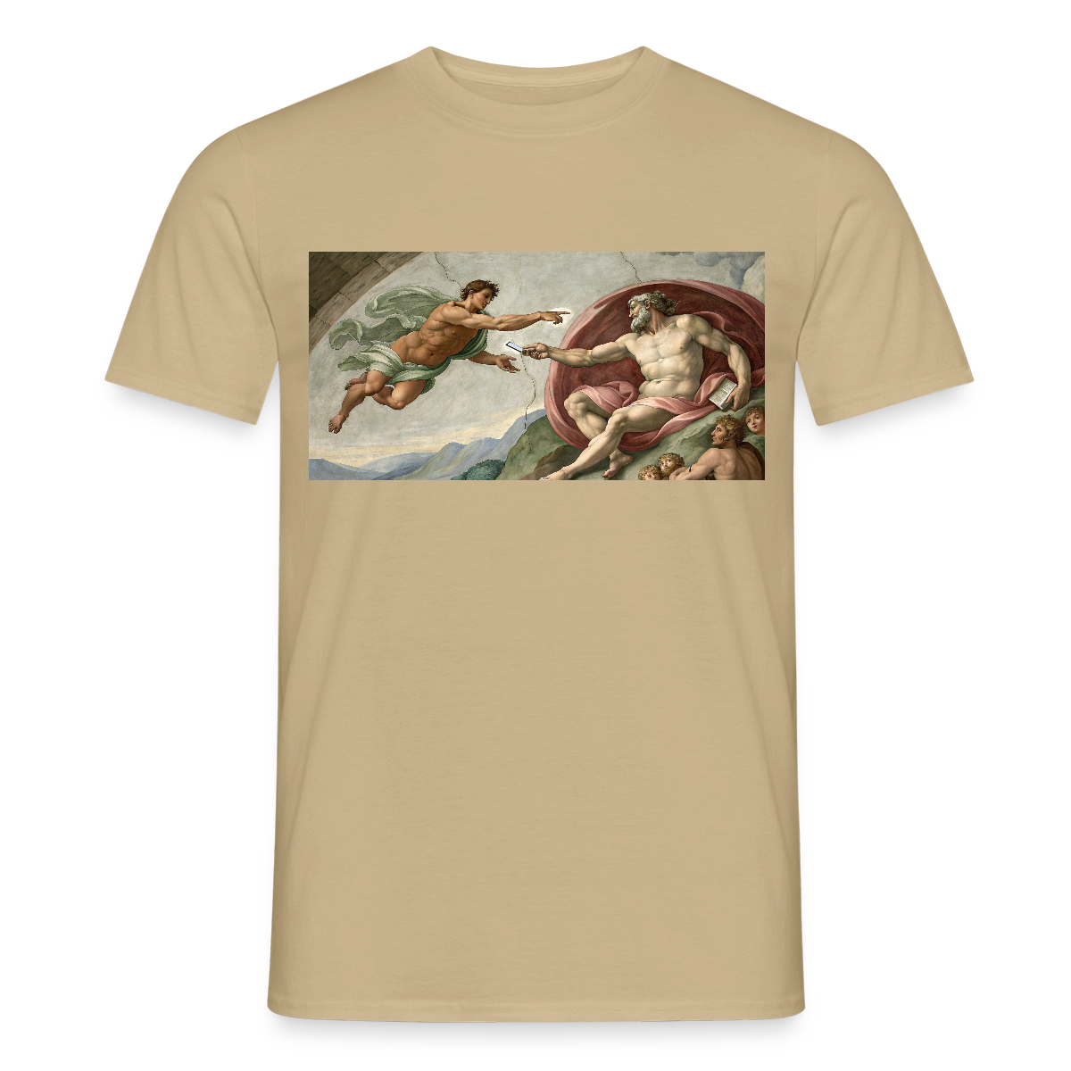 Die Schnittstelle. Renaissance-Motiv Motiv-T-Shirt für Männer, Farbe Sandbeige