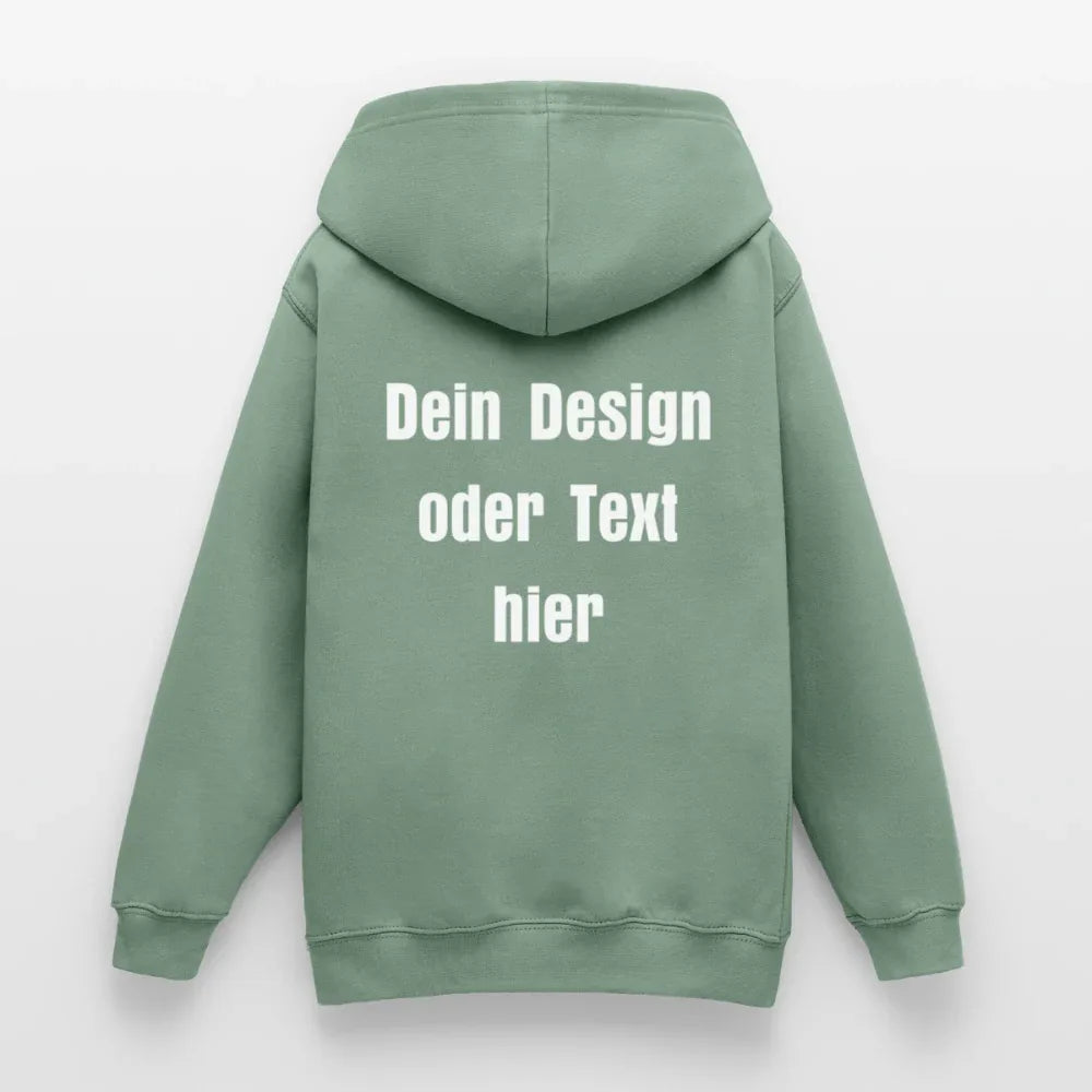 Teenager Hoodie - personalisierbare Vorder- und Rückseite - Graugrün