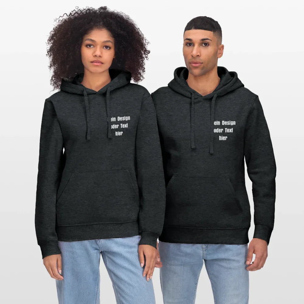 Stanley/Stella Unisex Bio-Hoodie DRUMMER - personalisierbare Vorder- und Rückseite - Dunkelgrau meliert
