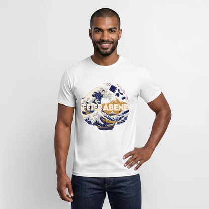 "Feierabend. Ukiyo-e-Motiv" Motiv-T-Shirt für Männer, Farbe Weiß